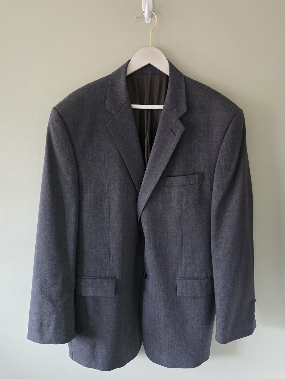Chaps Ralph Lauren 44R Charcoal Single Vent 100% Wool Blazer Old Money Preppy